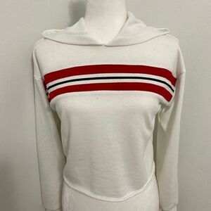 Forever 21 Red Striped Cropped Sweatshirt